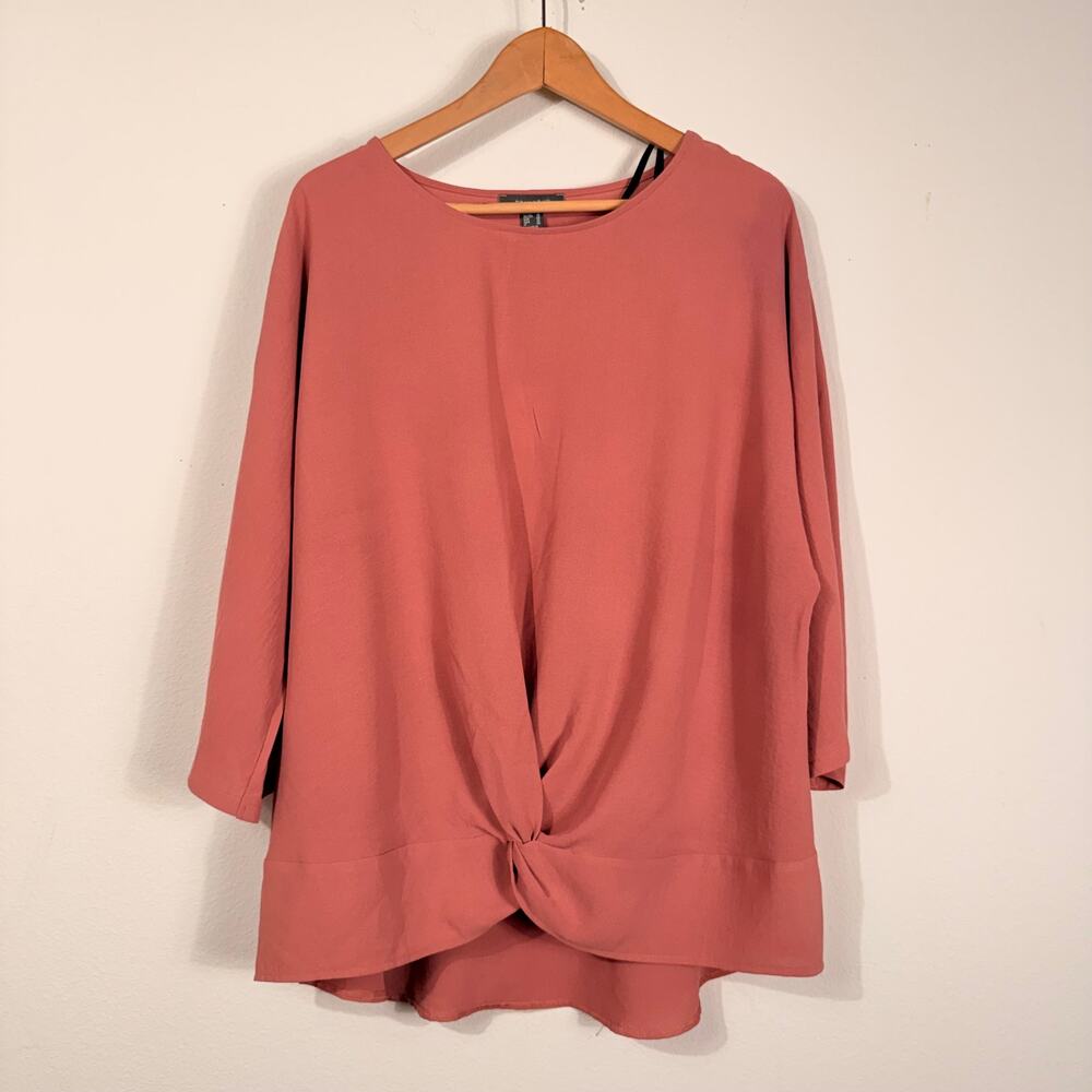 Primark Dusty Rose Twist Front Long Sleeve Blouse US 14 NWT